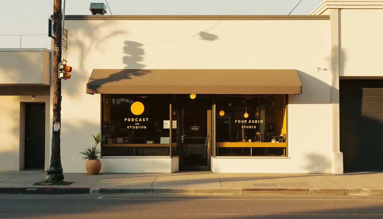 The Zephyr Lane Audio studio entrance on Torrance Boulevard in warm afternoon light